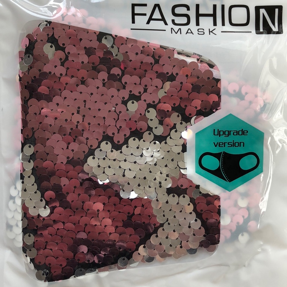 Sequined Reversible Face Mask with Adj Ear Loops